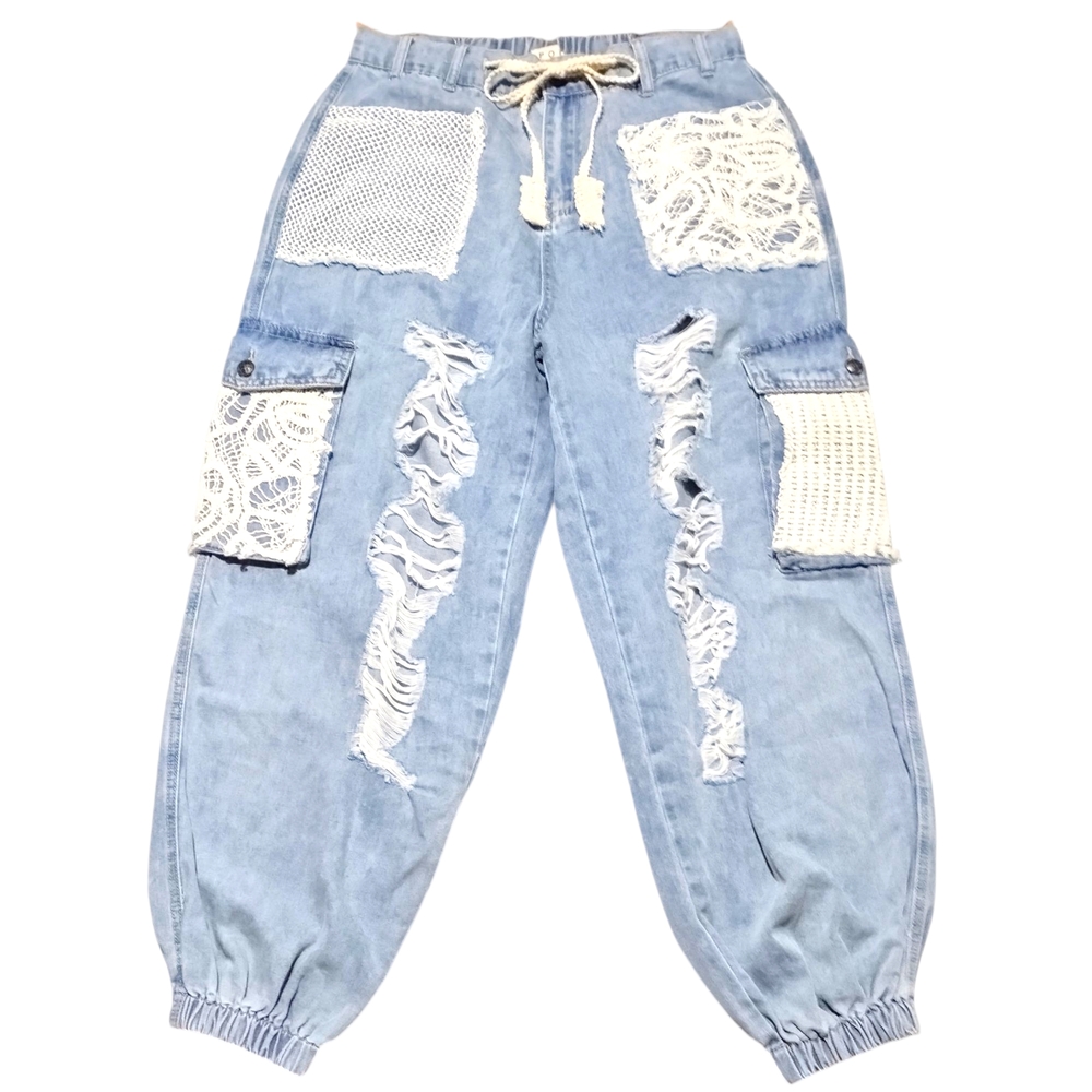 *NEW* WOMEN'S (SIZE S) POL DISTRESSED DENIM JOGGERS